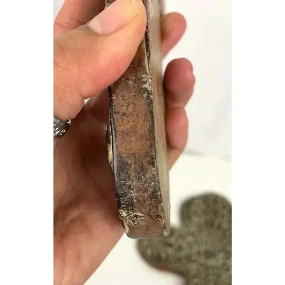 Lot of 2 Brown Rustic Heavy Wall Cross Crucifix Decor Distressed Decorative - Picture 9 of 11